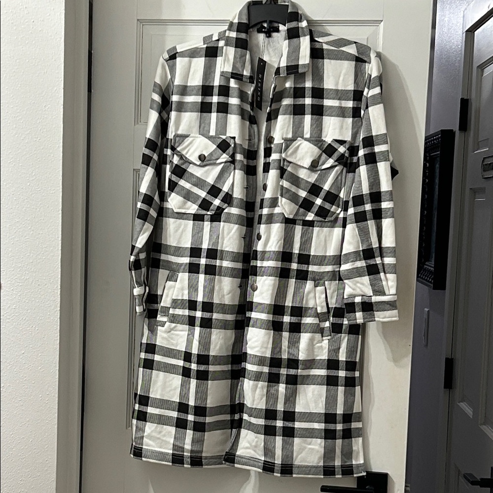 Rising Black and White Checkered Shacket